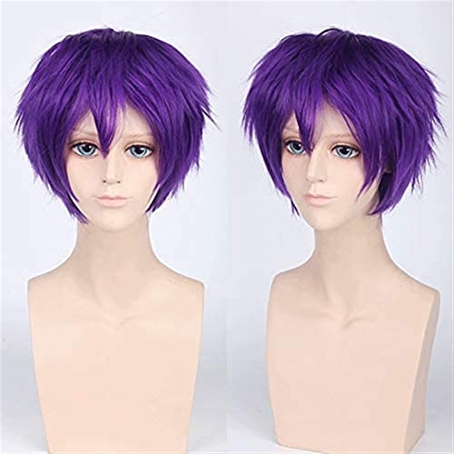 NICHANGHUA Kurzwellige rot Silbergrau hell goldgelbgrün rosa lila orange weiße synthetische haarbons universal Cosplay Wig +wigcap 12 von NICHANGHUA