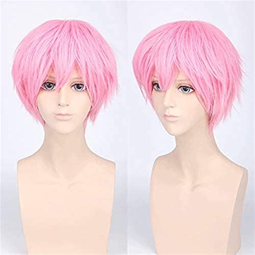 NICHANGHUA Kurzwellige rot Silbergrau hell goldgelbgrün rosa lila orange weiße synthetische haarbons universal Cosplay Wig +wigcap 19 von NICHANGHUA