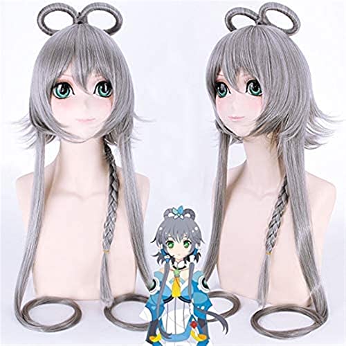 NICHANGHUA Luo tianyi for Frauen Langer gerader Braid Cosplay Perücken 120 cm grau hitzebeständig synthetische weibliche falsche Haarperücke (Farbe : Gray) von NICHANGHUA