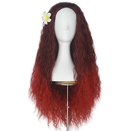 NICHANGHUA Malisa Ombre Red Kinky Curly Synthetic Perücken for Halloween Long Curly Cosplay Perücke mit hitzebeständigem Haar von NICHANGHUA