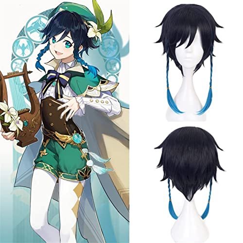 NICHANGHUA Malisa Venti Cosplay Perücken Spiel Genshin Impact Custome Perücken for Halloween Ombre Blau geflochten von NICHANGHUA