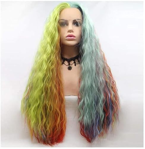Perückenkappe Regenbogen gemischte Gradient natürliche Welle R Synthetische Spitze Vorderperücke Lange lockige lockige synthetische lange wellige natürliche Welle Cosplay Frauen Girl Party Täglicher G Perückenkappe Regenbogen gemischte Gradient natürliche Welle R Synthetische Spitze Vorderperücke Lange lockige lockige synthetische lange wellige natürliche Welle Cosplay Frauen Girl Party Täglicher G von NICHANGHUA
