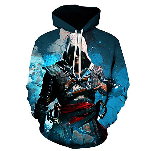 Assassin's Creed 3D Print Hoodie Kapuzenpullover Bunt Langarm Pullover Sweatshirt M-XXL Gr. XX-Large, 19 von NICHIYO