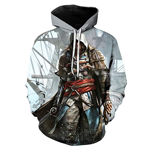 Assassin's Creed 3D Print Hoodie Kapuzenpullover Bunt Langarm Pullover Sweatshirt M-XXL Gr. XXXX-Large, 1 von NICHIYO