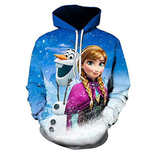 Frozen 3D Druck Hoodie Kapuzenpullover Bunt Langarm Pullover Sweatshirt M-XXL Gr. 4X-Large, 8 von NICHIYO