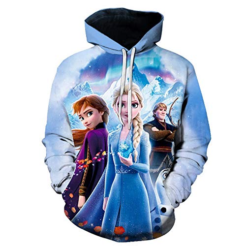 Frozen 3D Druck Hoodie Kapuzenpullover Bunt Langarm Pullover Sweatshirt M-XXL Gr. XXL, 1 von NICHIYO