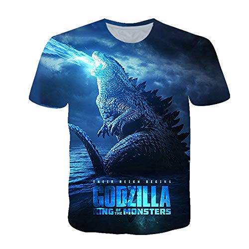 Godzilla T-Shirt Unisex 3D Druck Sommer Rundhalsausschnitt Männer Sport Freizeit Kurzarm Fitness Outdoor T-Shirt (34,4XL) von NICHIYO