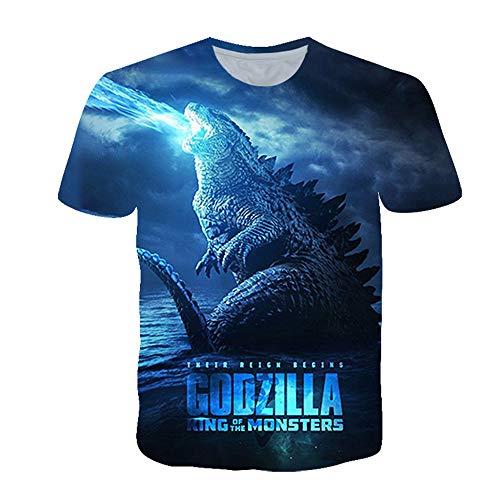 Godzilla T-Shirt Unisex 3D Druck Sommer Rundhalsausschnitt Männer Sport Freizeit Kurzarm Fitness Outdoor T-Shirt (34,S) von NICHIYO