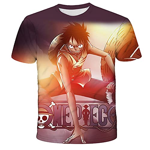 ONE PIECEl T-Shirt Unisex 3D Druck Sommer Rundhalsausschnitt Männer Sport Freizeit Kurzarm Fitness Outdoor T-Shirt Kinder-T-Shirts (20,XL) von NICHIYO