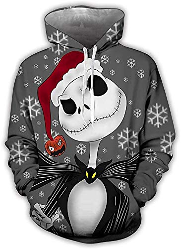 The Nightmare Before Christmas 3D Print Hoodie Kapuzenpullover Bunt Langarm Pullover Sweatshirt M-XXL Gr. XX-Large, 22 von NICHIYO