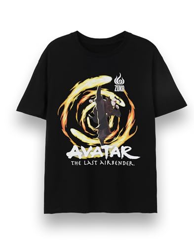Avatar The Last Airbender Herren T-Shirt | Kurzärmeliges schwarzes Grafik-T-Shirt für Erwachsene | Zuko Fire Elements Original-Kunstwerk Anime Bekleidung Top | Netflix TV-Show von NICKELODEON AVATAR THE LAST AIRBENDER