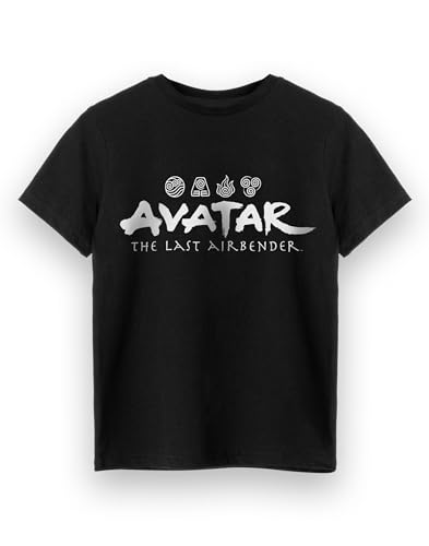 Avatar The Last Airbender Jungen T-Shirt | Kinder Kurzärmeliges schwarzes Grafik-T-Shirt | Erde Luft Wasser Feuer Elemente Anime Bekleidung Top | Netflix TV-Show Film Merchandise Geschenk Bekleidung von NICKELODEON AVATAR THE LAST AIRBENDER