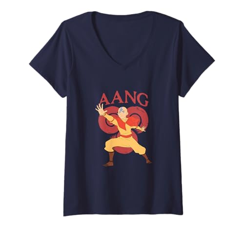 Damen Avatar: The Last Airbender Aang Airbending Pose T-Shirt mit V-Ausschnitt von NICKELODEON AVATAR THE LAST AIRBENDER