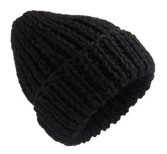 Sehr Dicke Grobstrick Mütze Schwarz Secret Beanie Handgestrickte Handgefertigt von NICNIEROBIENIE