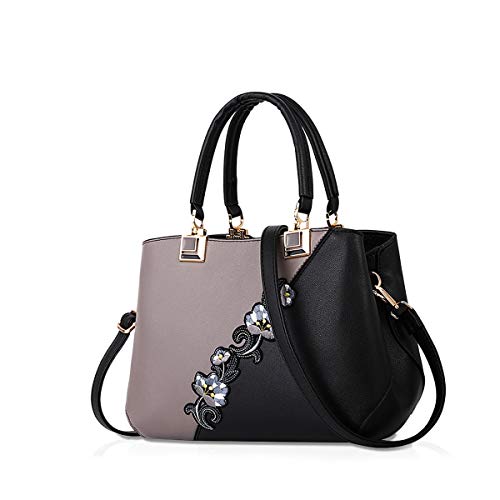 NICOLE & DORIS 2025 Mode Handtaschen für Frauen Umhängetasche Damen Tragetaschen Shopper Elegant Schultertasche PU Leder Tasche Grau von NICOLE & DORIS