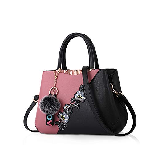 NICOLE & DORIS 2024 Mode Handtaschen für Frauen Umhängetasche Damen Tragetaschen Shopper Elegant Schultertasche PU Leder Tasche Rosa b von NICOLE & DORIS