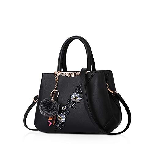 NICOLE & DORIS 2024 Mode Handtaschen für Frauen Umhängetasche Damen Tragetaschen Shopper Elegant Schultertasche PU Leder Tasche Schwarz c von NICOLE & DORIS