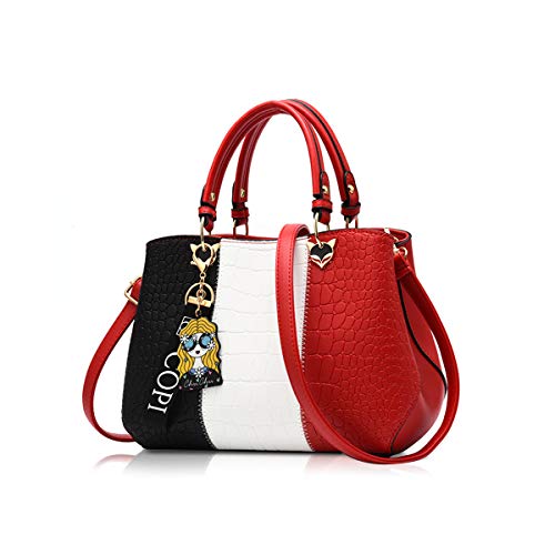NICOLE & DORIS 2025 Neue Frauen Tasche Damen Leder Handtasche Mode Umhängetasche Mit Pompon abnehmbarem Schultergurt Handtasche Rot NICOLE & DORIS 2025 Neue Frauen Tasche Damen Leder Handtasche Mode Umhängetasche Mit Pompon abnehmbarem Schultergurt Handtasche Rot von NICOLE & DORIS