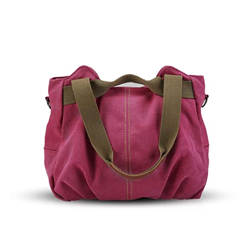 NICOLE & DORIS Canvas Tasche Damen Tragetaschen für Damen Schultertaschen Umhängetasche Leinwand Handtasche Mädchen Rosa von NICOLE & DORIS