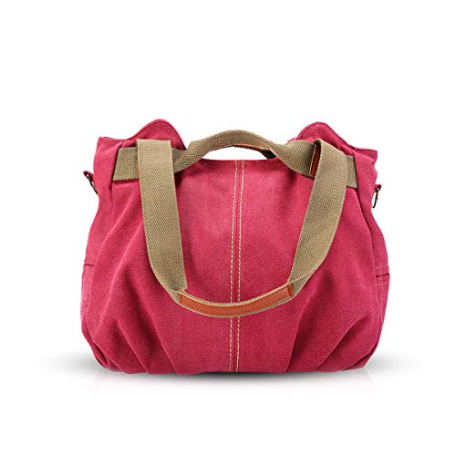 NICOLE & DORIS Canvas Tasche Damen Tragetaschen für Damen Schultertaschen Umhängetasche Leinwand Handtasche Mädchen rot von NICOLE & DORIS