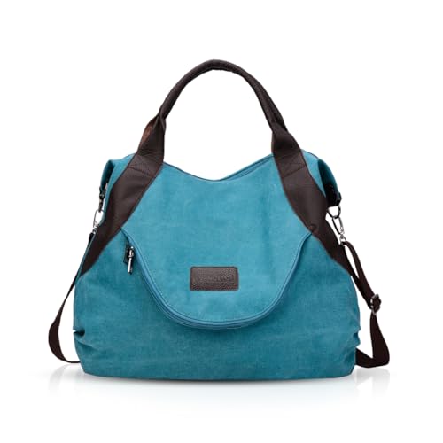 NICOLE & DORIS Damen Canvas Handtasche Segeltuch Taschen Schultertasche Damen Henkeltasche Hobo Tasche Umhängetasche Blau von NICOLE & DORIS