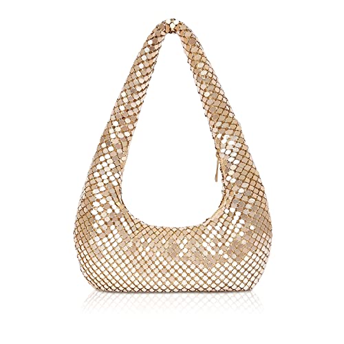 NICOLE & DORIS Damen Clutch Abendtasche Mode Pailletten Tasche Elegante Handtasche Schultertasche Weiche Clutch Taschen Glitzer Handtasche für Hochzeit Party Gold von NICOLE & DORIS