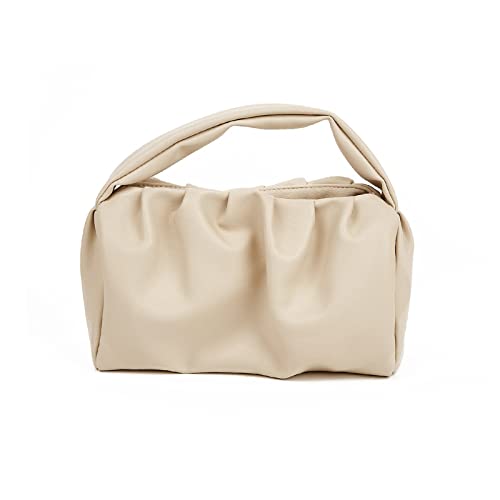 NICOLE & DORIS Damen Clutch Handtaschen Klein Henkeltasche Top-Griff Tasche Elegant Abendtasche Weiche Ledertasche Schöne Handtasche Wolken Clutch Tasche Khaki von NICOLE & DORIS