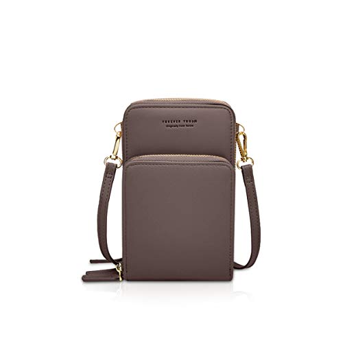 NICOLE&DORIS Damen Elegant Handytasche Kleine Umhängetasche Brieftasche Schultertasche PU Leder Mini Handtasche Vielen Fächern Handytasche mit Geldbörsen für Handy unter 6,9 Zoll Grau von NICOLE & DORIS