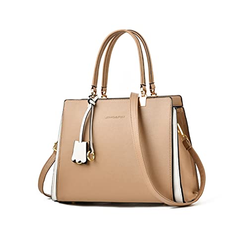 NICOLE & DORIS Damen Handtasche Elegant Henkeltasche Leder Schultertasche Frauen Umhängetasche Multifunktion Shopper Tote Tasche Mittelgroß mit Anhänger Khaki von NICOLE & DORIS