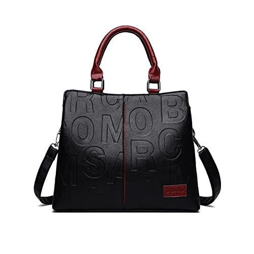 NICOLE & DORIS Damen Handtasche Elegant Tote Tasche Schultertaschen PU Leder Henkeltaschen Mittelgroß Satchel Handtasche Umhängetasche für Büro Shopper Alltags Rot von NICOLE & DORIS