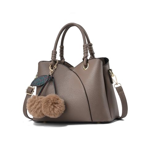 NICOLE & DORIS Damen Handtasche Elegant Umhängetasche Mode Schultertasche Bommel Henkeltasche PU Leder Wasserdicht Tote Tasche mit Vielen Fächern Khaki NICOLE & DORIS Damen Handtasche Elegant Umhängetasche Mode Schultertasche Bommel Henkeltasche PU Leder Wasserdicht Tote Tasche mit Vielen Fächern Khaki von NICOLE & DORIS