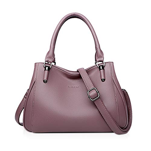 NICOLE & DORIS Damen Handtasche Frauen Stilvolle Schulterbeutel Elegante Umhängetasche PU Leder Schultertasche Top Griff Satchel Shopper Tote Henkeltasche Lila von NICOLE & DORIS