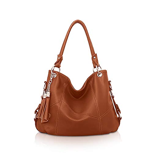 NICOLE & DORIS Damen Handtasche Groß Designer Umhängetasche Leder Tote Bag Shopper Handtasche Elegant Tasche mit Quaste Ziegelrot von NICOLE & DORIS