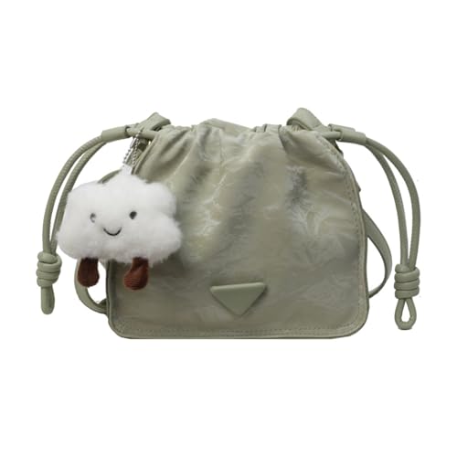 NICOLE & DORIS Damen Handtasche Klein Umhängetasche Niedliche Schultertasche PU Leder Crossbody Bag Mädchen Kuriertasche mit Anhänger Grün von NICOLE & DORIS