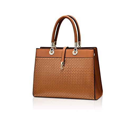 NICOLE & DORIS Damen Handtasche Mode Henkeltasche Frauen Umhängetasche PU Leder Schultertasche Designer Tasche Top Griff Elegante Tote Bag für Büro Shopper Braun von NICOLE & DORIS