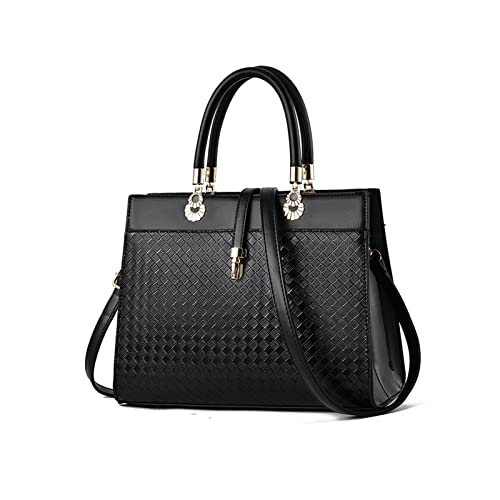 NICOLE & DORIS Damen Handtasche Mode Henkeltasche Frauen Umhängetasche PU Leder Schultertasche Designer Tasche Top Griff Elegante Tote Bag für Büro Shopper Schwarz von NICOLE & DORIS