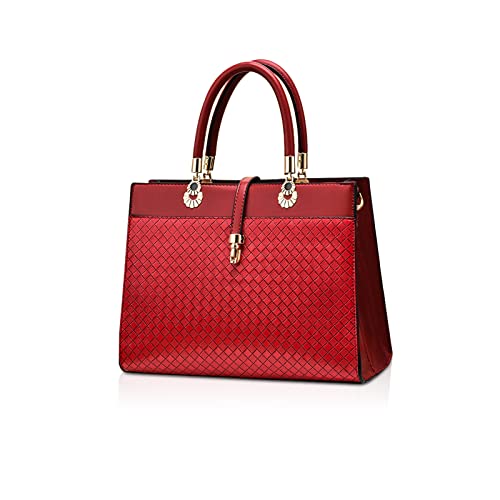 NICOLE & DORIS Damen Handtasche Mode Henkeltasche Frauen Umhängetasche PU Leder Schultertasche Designer Tasche Top Griff Elegante Tote Bag für Büro Shopper Weinrot von NICOLE & DORIS