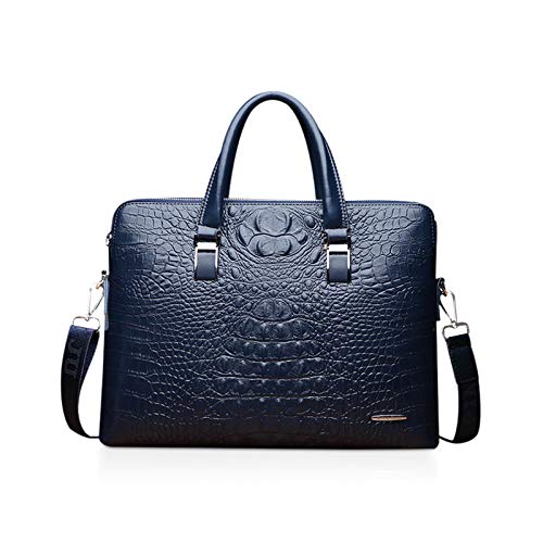 NICOLE & DORIS Damen Handtasche Mode Krokodilmuster Schultertaschen 2-Teiliges Set Umhängetasche Mann Businesstasche Frauen PU Leder Arbeitstasche Blau von NICOLE & DORIS