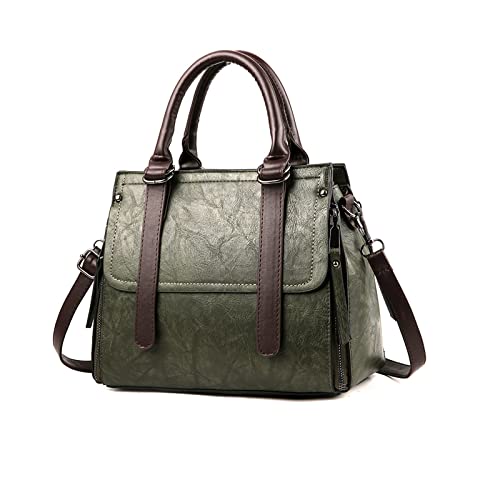 NICOLE & DORIS Damen Handtasche Retro Schultertasche Henkeltasche Groß Leder Frauen Umhängetasche Multifunktionale Tote für Büro Shopper Grün von NICOLE & DORIS