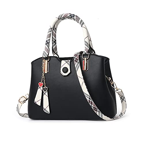 NICOLE & DORIS Handtaschen Damen Elegante Frauen Umhängetasche mit Farbe Streifen Damen Schultertasche PU Leder Designer Henkeltasch Shopper Tote Tasche Mittelgroß Schwarz von NICOLE & DORIS