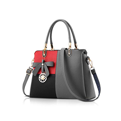 NICOLE&DORIS Damen Handtasche Schultertasche Frau Top Griff Taschen Umhängetasche Retro Weiblich Designer Große Tasche Hellgrau A von NICOLE & DORIS