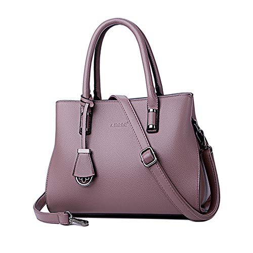 NICOLE & DORIS Damen Handtasche Tote Shopper PU Leder Henkeltasche Multi Pocket Schultertasche Viele Fächer Zip Umhängetasche Mode Arbeit Satchel Lila von NICOLE & DORIS