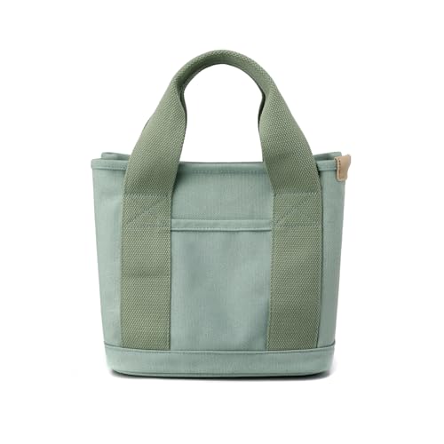 NICOLE & DORIS Damen Handtasche aus Segeltuch Groß Kapazität stofftasche Multi-Pockets Schultertasche mit Reißverschluss Casual Damen Segeltuch taschen für Schule, Einkaufen und Arbeit Grün von NICOLE & DORIS