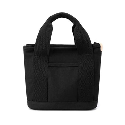 NICOLE & DORIS Damen Handtasche aus Segeltuch Groß Kapazität stofftasche Multi-Pockets Schultertasche mit Reißverschluss Casual Damen Segeltuch taschen für Schule, Einkaufen und Arbeit Schwarz von NICOLE & DORIS