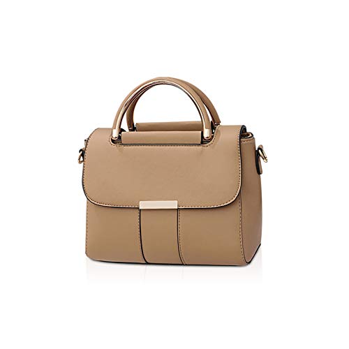 NICOLE & DORIS Damen Handtasche mit Gewölbtem Griff Elegant PU Leder Schultertasche kleine Umhängetasche für Frauen Crossbody Bag zum Arbeiten Lernen und Einkaufen Khaki von NICOLE & DORIS