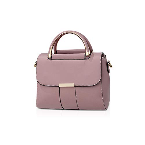 NICOLE & DORIS Damen Handtasche mit Gewölbtem Griff Elegant PU Leder Schultertasche kleine Umhängetasche für Frauen Crossbody Bag zum Arbeiten Lernen und Einkaufen Rosa von NICOLE & DORIS