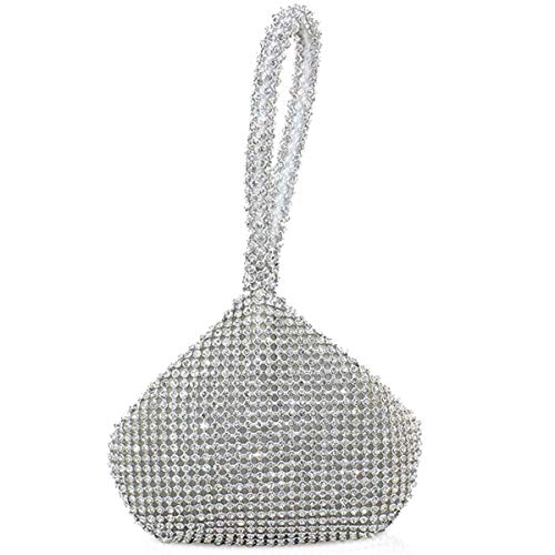 NICOLE&DORIS Damen Handtaschen Abendtasche Designer Glitter Dame Clein Tasche für Hochzeit Freizeit Party Silber von NICOLE & DORIS