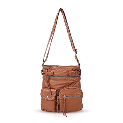 NICOLE & DORIS Handtasche Damen Retro Umhängetasche Frauen Kuriertaschen Weiche Leder Schultertaschen Hobo Taschen Cross Body Messenger Bags Braun von NICOLE & DORIS