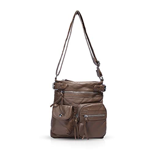 NICOLE & DORIS Handtasche Damen Retro Umhängetasche Frauen Kuriertaschen Weiche Leder Schultertaschen Hobo Taschen Cross Body Messenger Bags Kaffee von NICOLE & DORIS