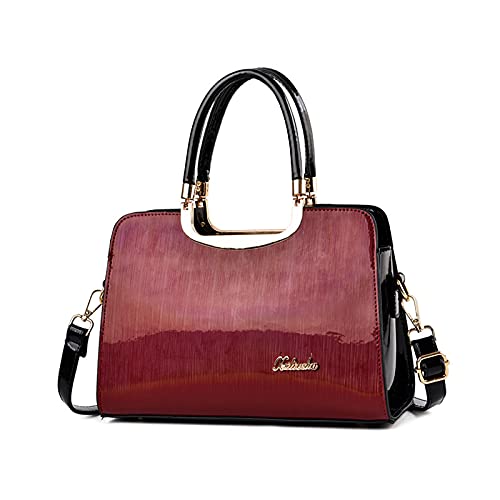 NICOLE & DORIS Damen Handtaschen Designer Frauen Umhängetasche PU Leder Schultertaschen Reißverschluss Handtasche Rotwein von NICOLE & DORIS